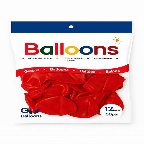 GLOBOS LATEX 12 Inch MATE ROJO (50 Unid)