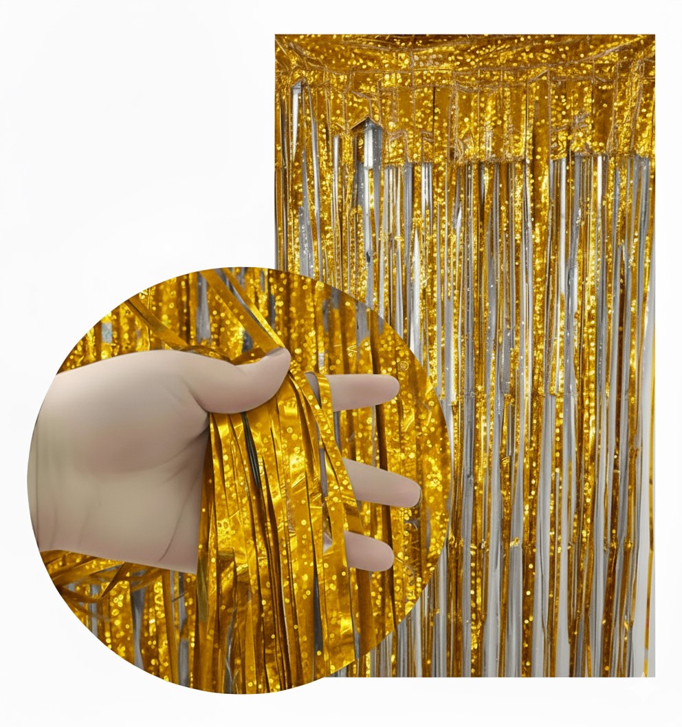 CORTINA HOLOGRAFICA DORADO (100 x 200 cm)