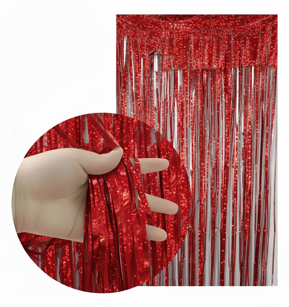 CORTINA HOLOGRAFICA ROJO (100 x 200 cm)