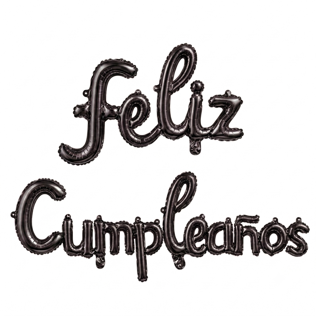 FOIL BANNER FELIZ CUMPLEAÑOS NEGRO CURVO