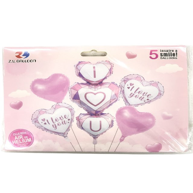FOIL BOUQUET 5 PIEZA I LOVE YOU ROSA