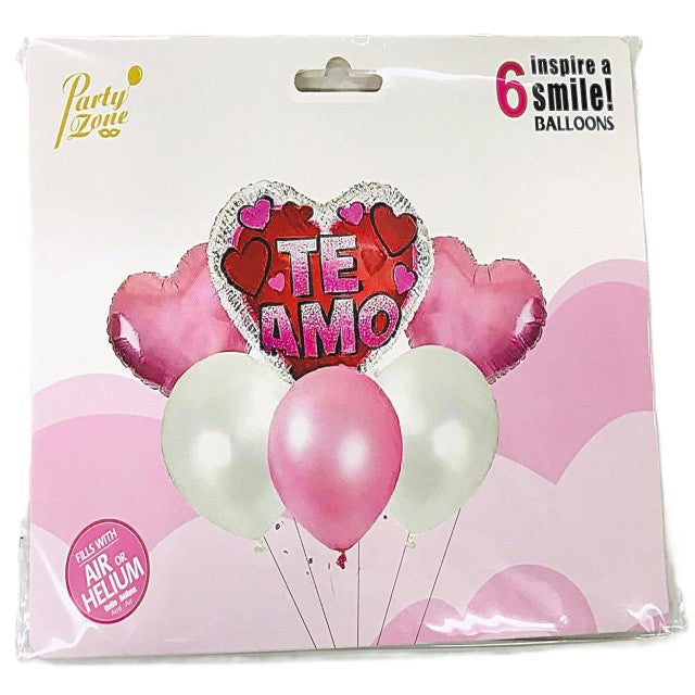 FOIL BOUQUET 6 TE AMO ROSA BLANCO
