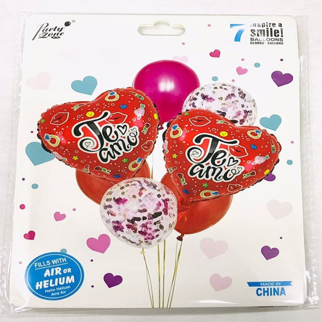 FOIL BOUQUET 7 TE AMO ROJO BESOS
