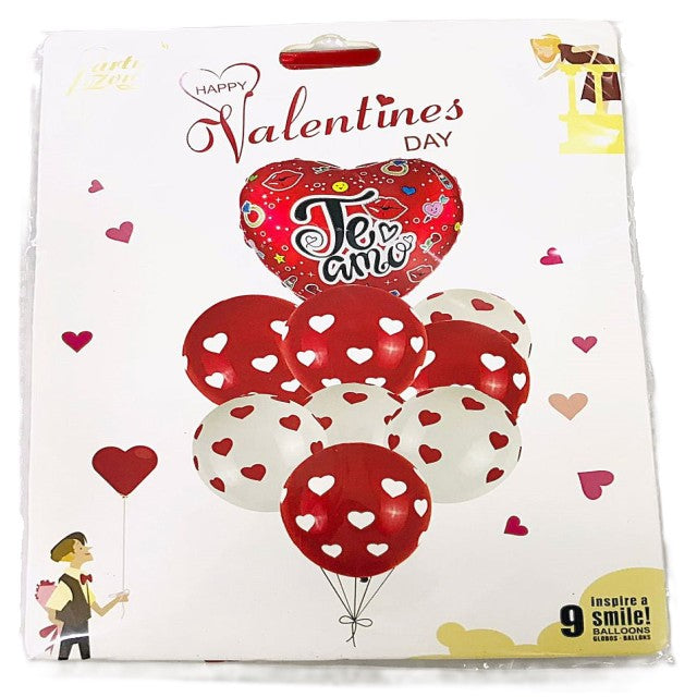 FOIL BOUQUET 9 TE AMO ROJO BLANCO