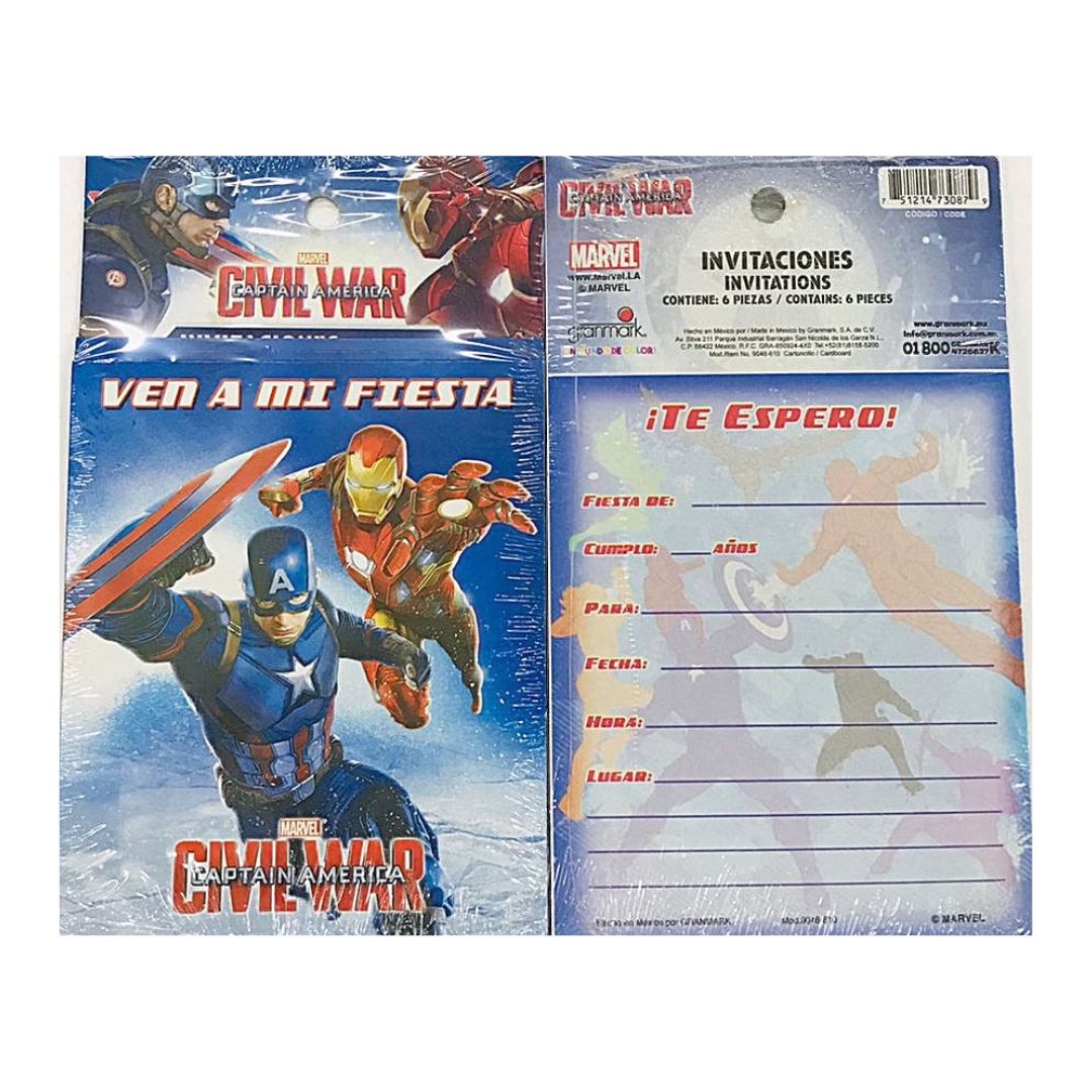 INVITACION CAPITAN AMERICA (6 Unid)