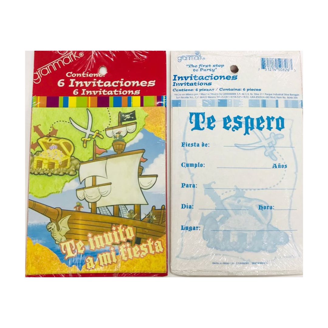 INVITACION PIRATA (6 Unid)