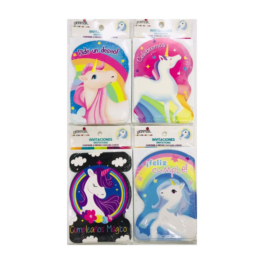 INVITACION con Sobres UNICORNIO (6 Unid)