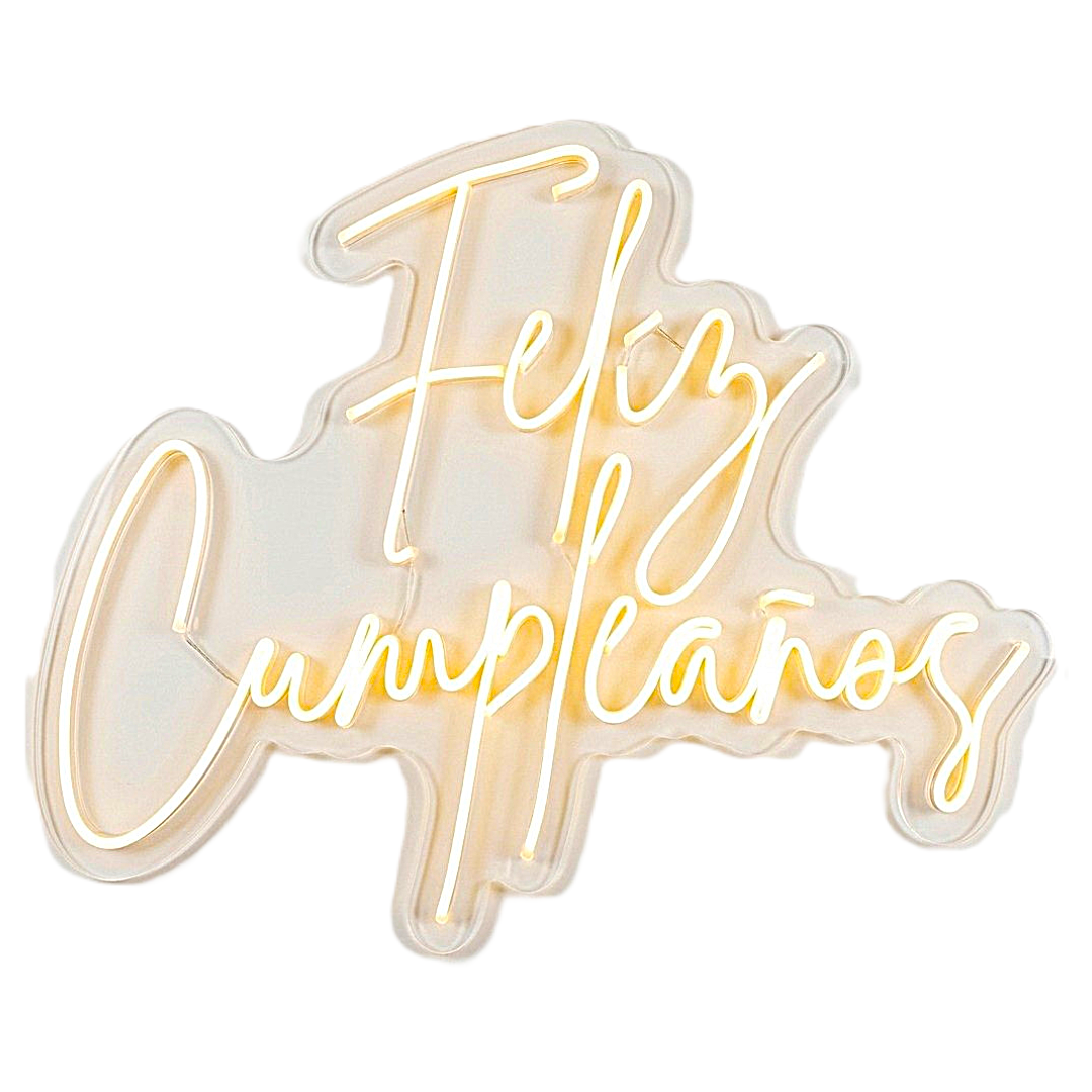 LETRERO LED FELIZ CUMPLEAÑOS AFICHE (60 x 30 cm) Calida