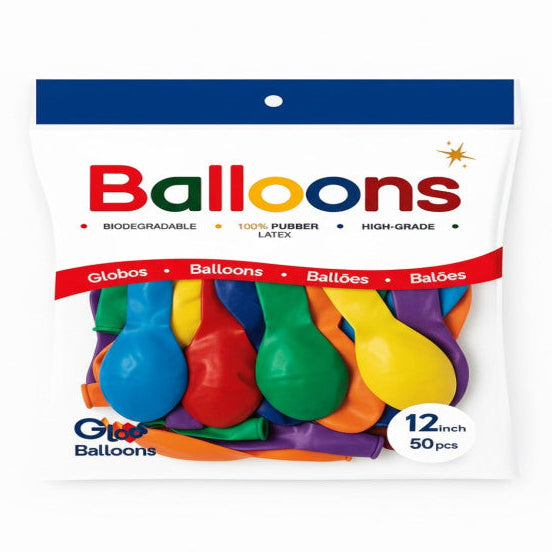 GLOBOS LATEX 12 Inch MATE SURTIDO (50 Unid)