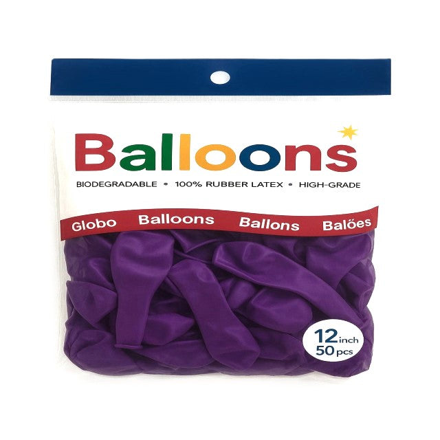 GLOBOS LATEX 12 Inch MATE PURPURA (50 Unid)