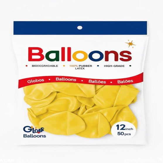 GLOBOS LATEX 12 Inch MATE AMARILLO (50 Unid)