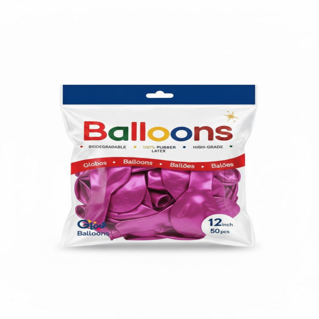 GLOBOS LATEX 12 Inch PERLADO FUCSIA (50 Unid)