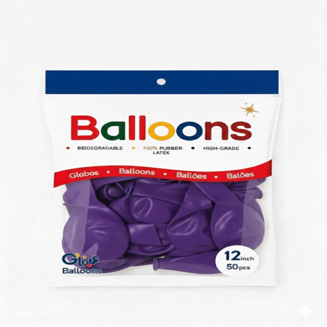 GLOBOS LATEX 12 Inch PERLADO MORADO (50 Unid)