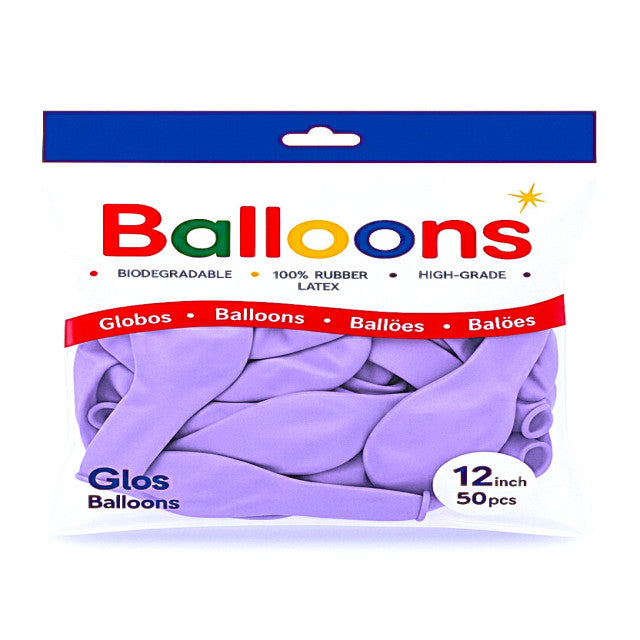 GLOBOS LATEX 12 Inch PASTEL MORADO (50 Unid)