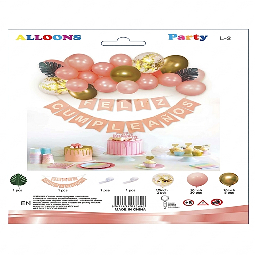 GLOBOS ARCO FELIZ CUMPLEAÑOS