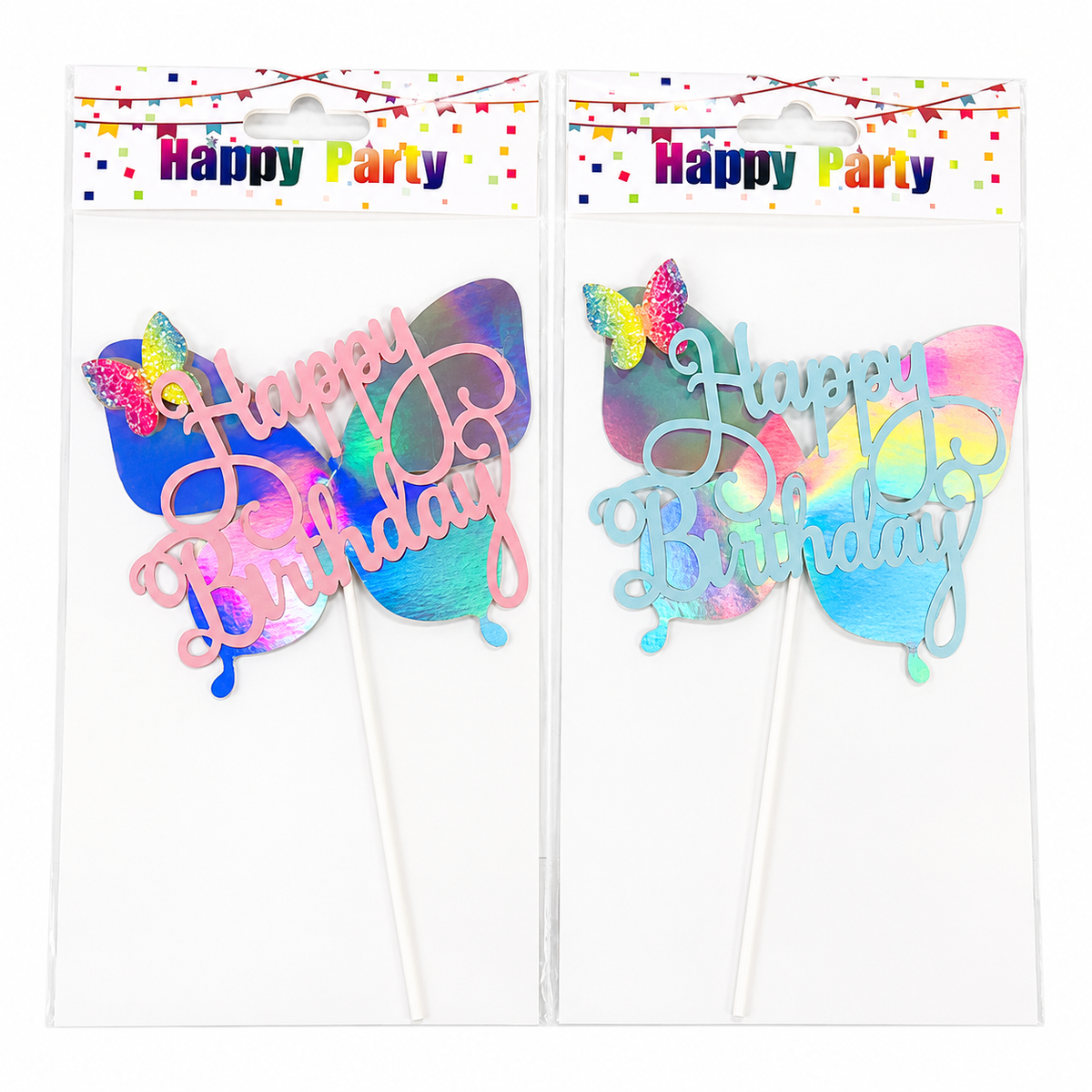TOPPER CAKE MARIPOSA GRANDE ARCOIRIS (1 Unid)