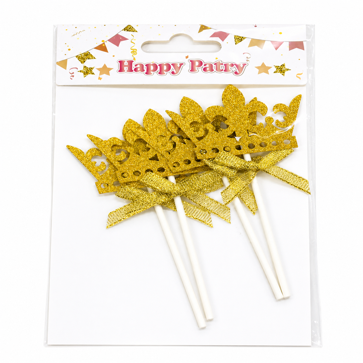 TOPPER CAKE SET CORONAS DORADOS (4 Unid)