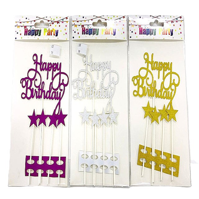 TOPPER CAKE SET HAPPY BIRTHDAY ESTRELLAS (5 Unid)