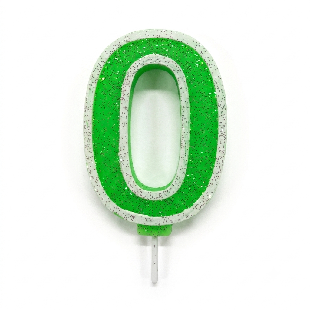 VELA NUMERO 0 VERDE ESCARCHADA