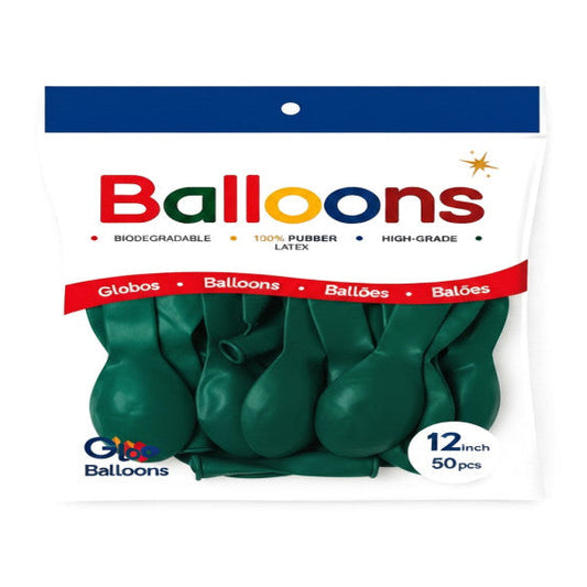 GLOBOS LATEX 12 Inch MATE VERDE OSCURO (50 Unid)