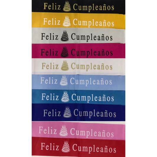 BANDA FELIZ CUMPLEAÑOS (80 cm) 8 COLORES