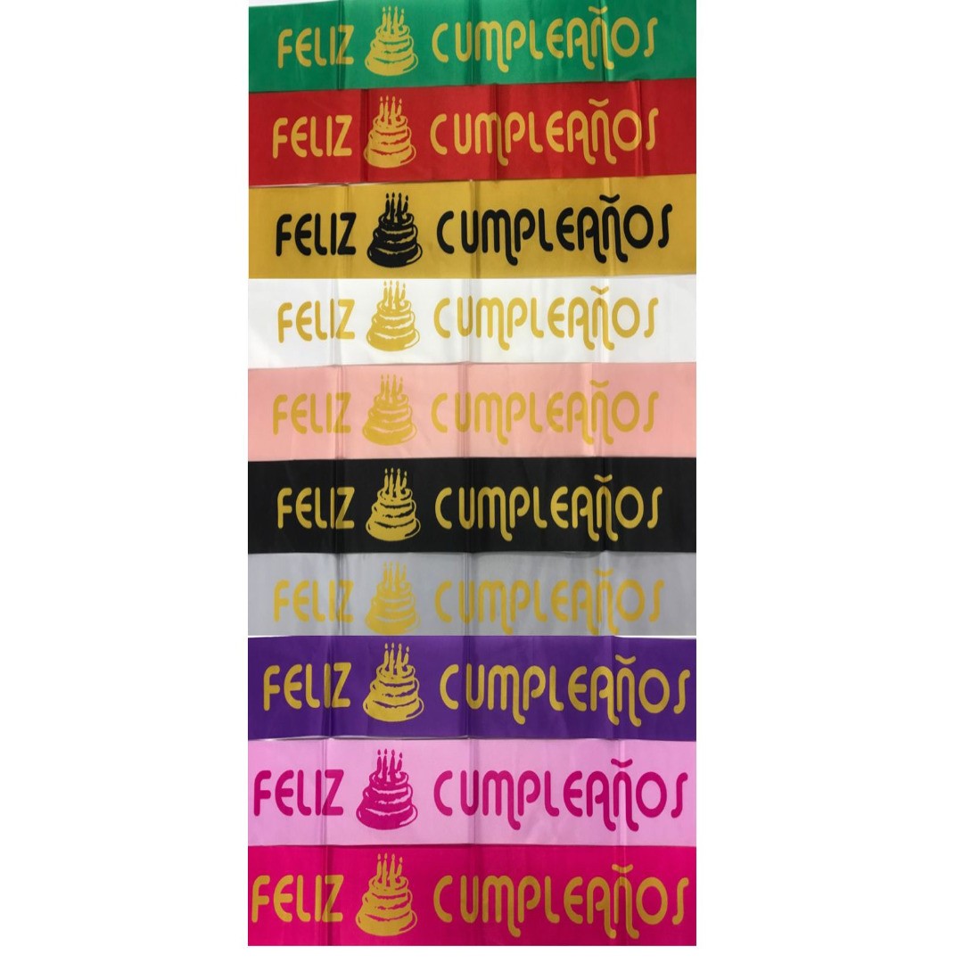 BANDA FELIZ CUMPLEAÑOS (80 cm) 8 COLORES ECONOMICA