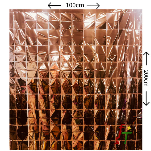 CORTINA CUADROS ROSEGOLD (100 x 200 cm)