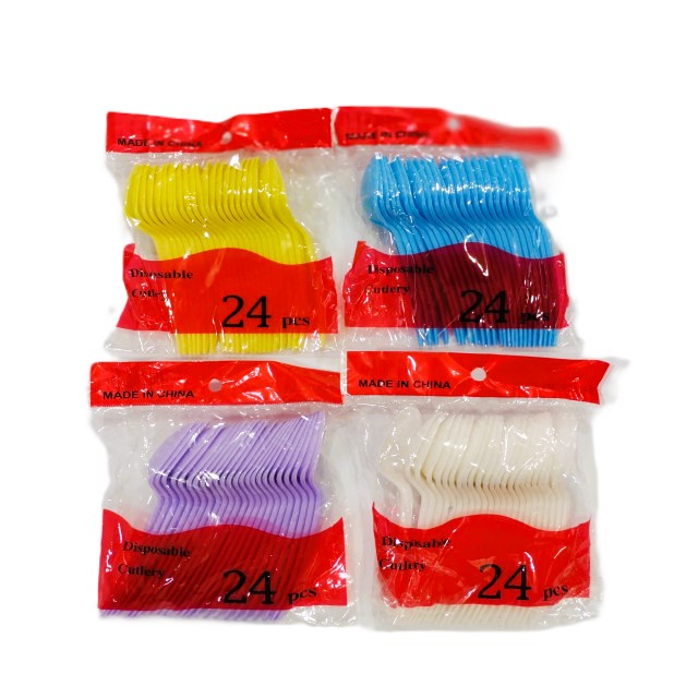 CUBIERTOS PLASTICO UNICOLOR (24 Unid)