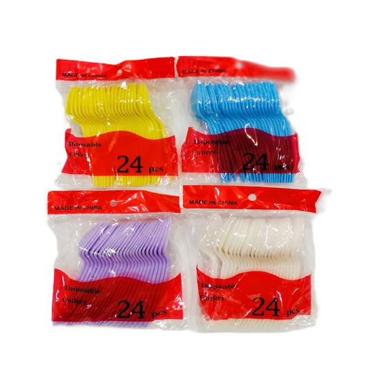 CUBIERTOS PLASTICO UNICOLOR (24 Unid)
