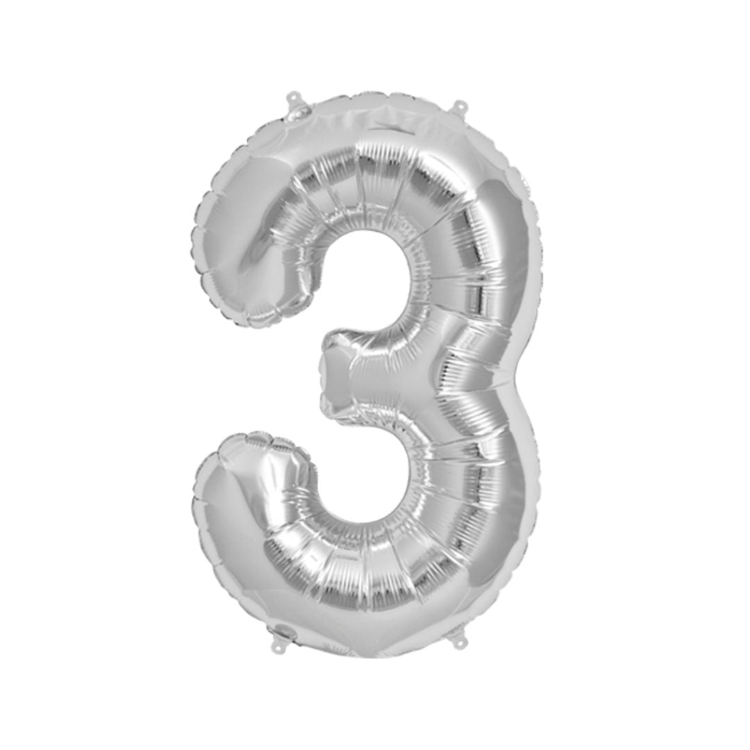 FOIL 16 NUMERO 3 PLATEADO BLISTER