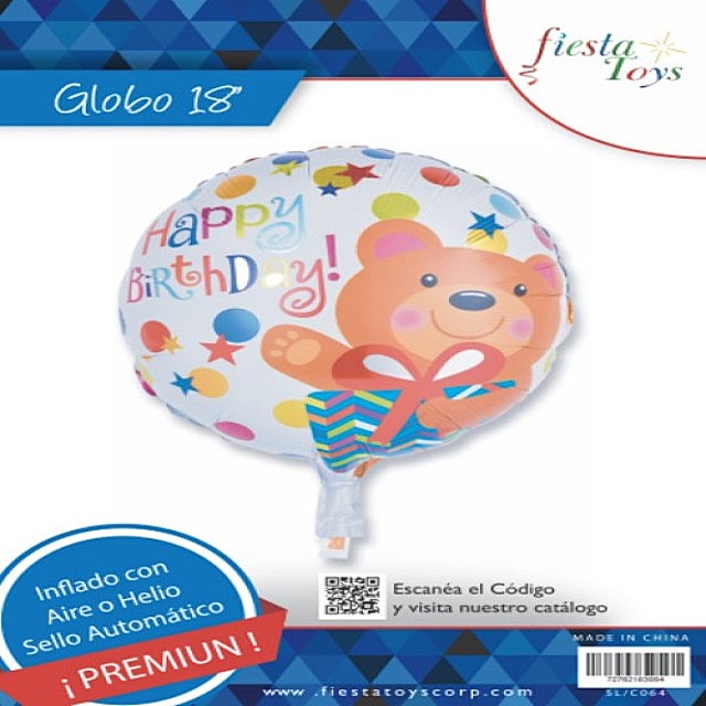 FOIL 18 HAPPY BIRTHDAY REDONDO OSO BLISTER