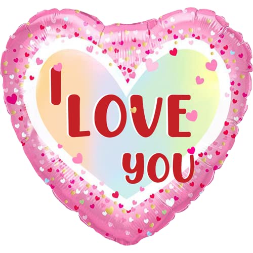FOIL 18 I LOVE YOU CORAZON ROJO Y ROSADO