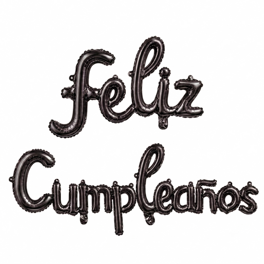 FOIL BANNER FELIZ CUMPLEAÑOS NEGRO CURVO