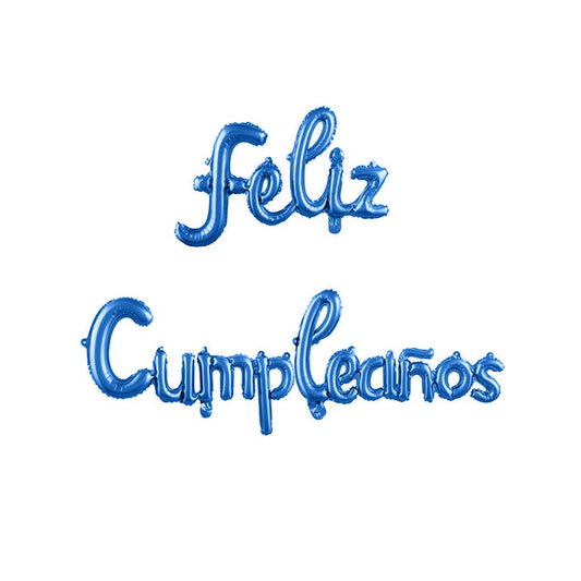 FOIL BANNER FELIZ CUMPLEAÑOS AZUL CURVO