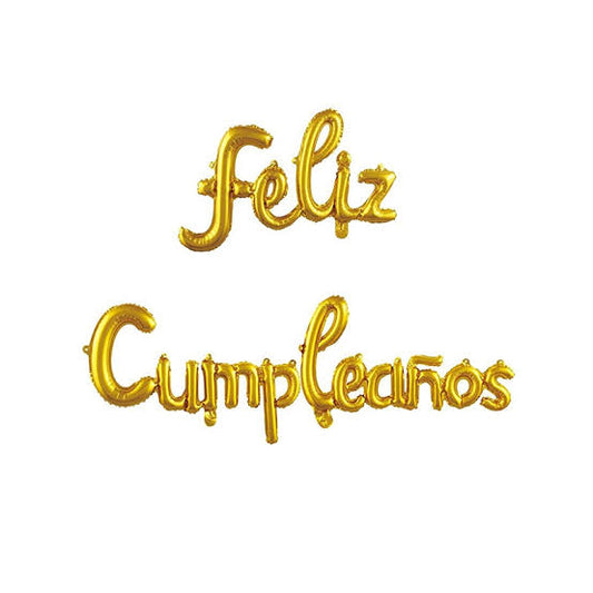 FOIL BANNER FELIZ CUMPLEAÑOS DORADO CURVO