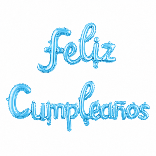 FOIL BANNER FELIZ CUMPLEAÑOS CURVO CELESTE