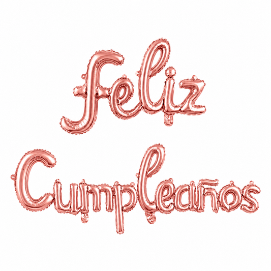FOIL BANNER FELIZ CUMPLEAÑOS CURVO ROSE GOLD