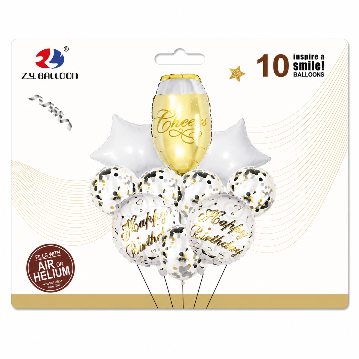 FOIL BOUQUET 10 COPA CHAMPAGN