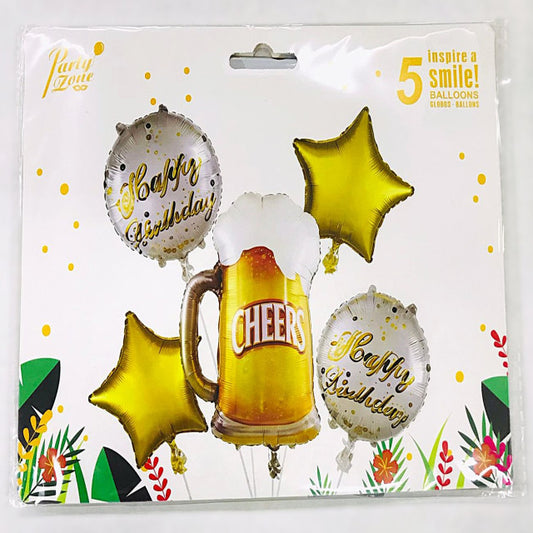 FOIL BOUQUET 5 CERVEZA VASO