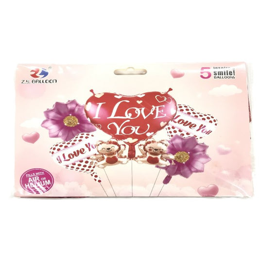 FOIL BOUQUET 5 I LOVE YOU CORAZONES FLORES