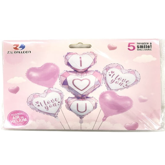 FOIL BOUQUET 5 PIEZA I LOVE YOU ROSA
