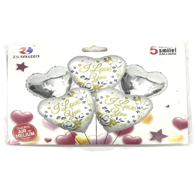 FOIL BOUQUET 5 I LOVE YOU SILVER
