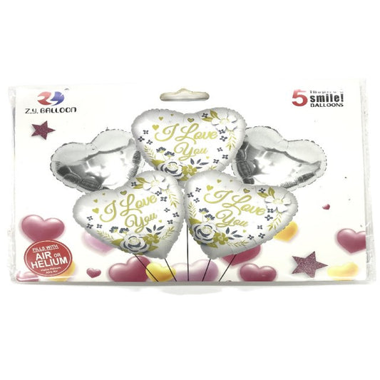 FOIL BOUQUET 5 I LOVE YOU SILVER