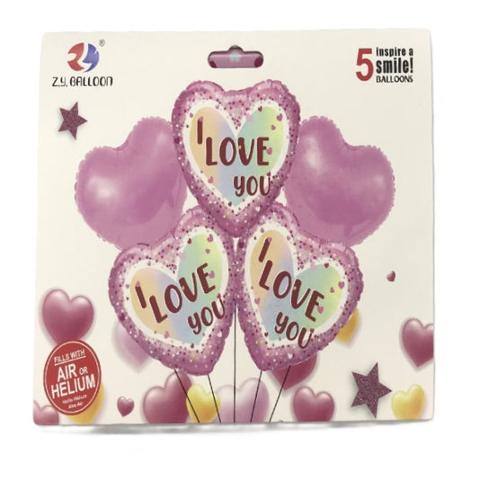 FOIL BOUQUET 5 I LOVE YOU RED AND PINK
