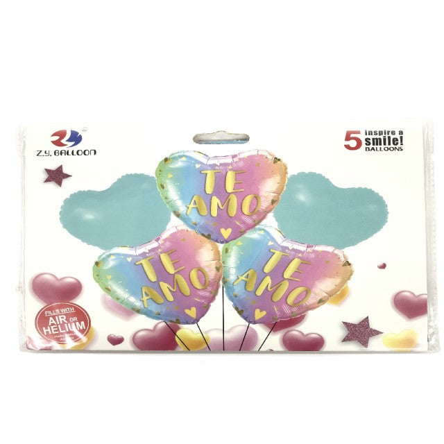 FOIL BOUQUET 5 TE AMO CORAZONES PINK