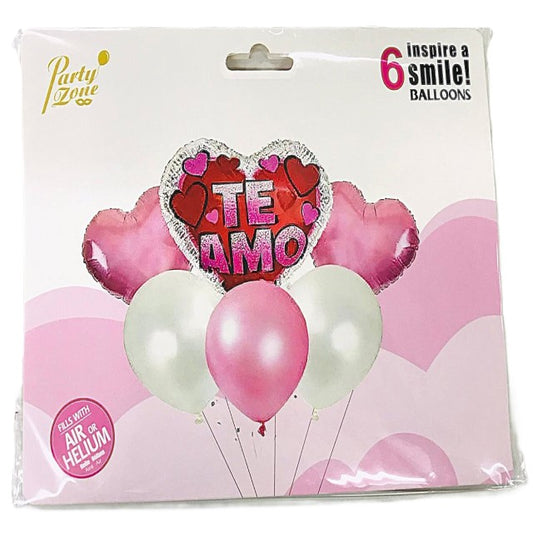 FOIL BOUQUET 6 TE AMO ROSA BLANCO