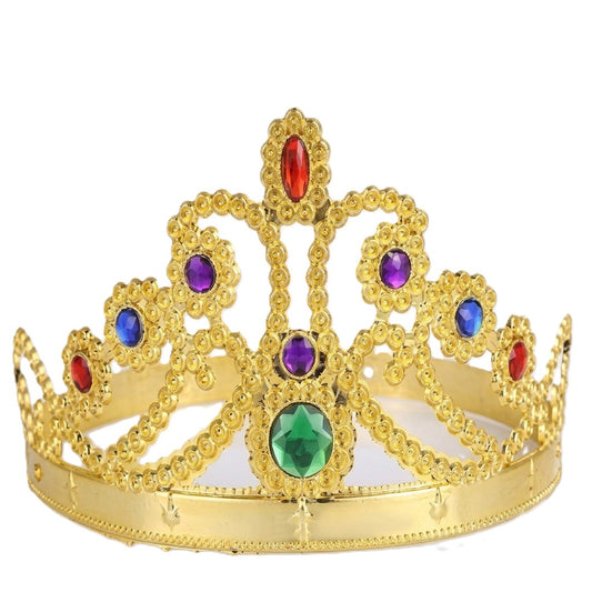 TIARA CORONA DORADO CON PIEDRAS GDE