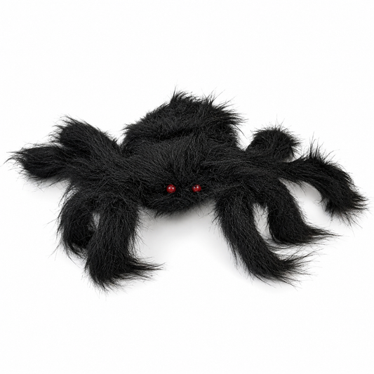 HALLOWEEN ARAÑA NEGRA GRANDE CON PELO (30 x 25 cm)