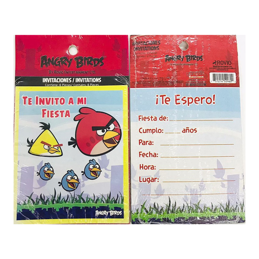INVITACION ANGRY BIRDS (6 Unid)