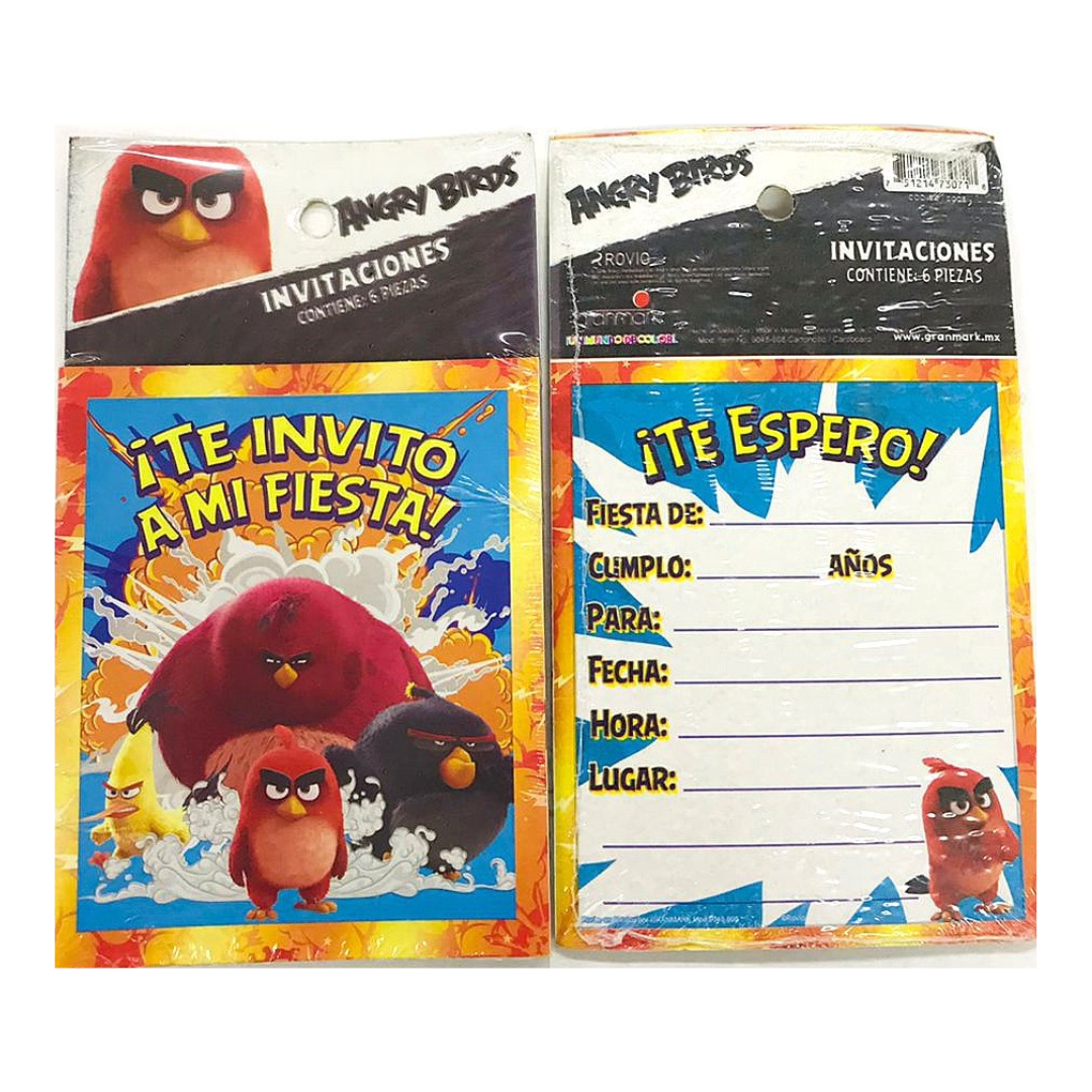 INVITACION ANGRY BIRDS MOVIE (6 Unid)